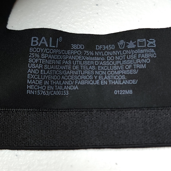 Bali One Smooth U Posture Boost EverSmooth Back Underwire Bra DF3450 Black 3450 - Picture 10 of 16
